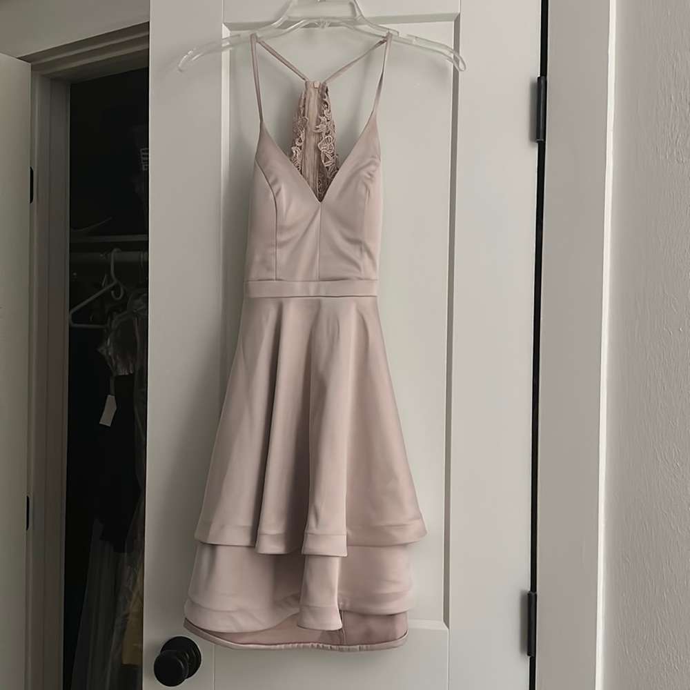 Sequin Hearts size 1 light pink homecoming dress, lace open back